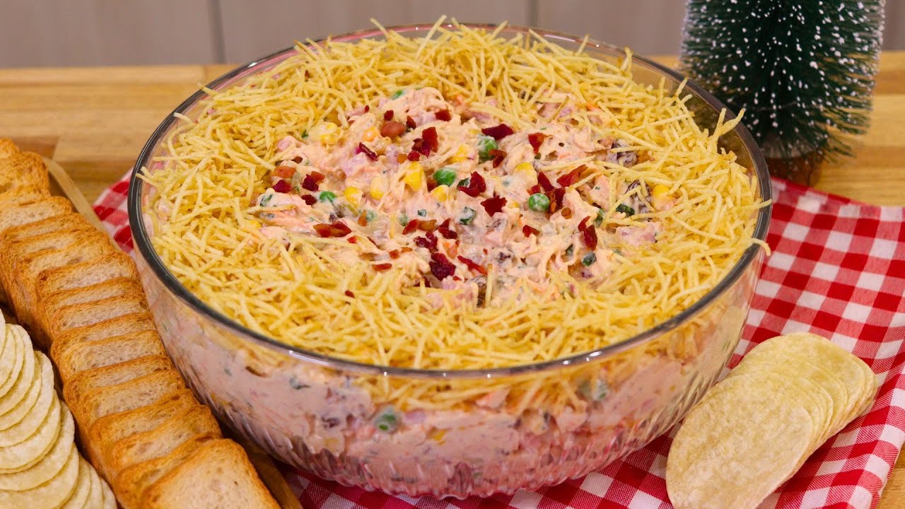 A MELHOR RECEITA DE SALPICÃO DE FRANGO FÁCIL PARA O NATAL ! | SALPICÃO DE FRANGO COM CREME DE BACON