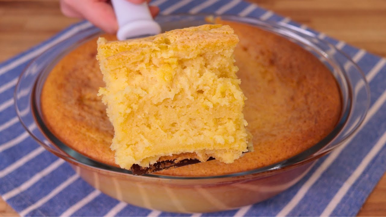 BOLO DE MILHO CREMOSO TIPO PAMONHA COM MILHO DE LATINHA | BOLO DE MILHO DE LIQUIDIFICADOR