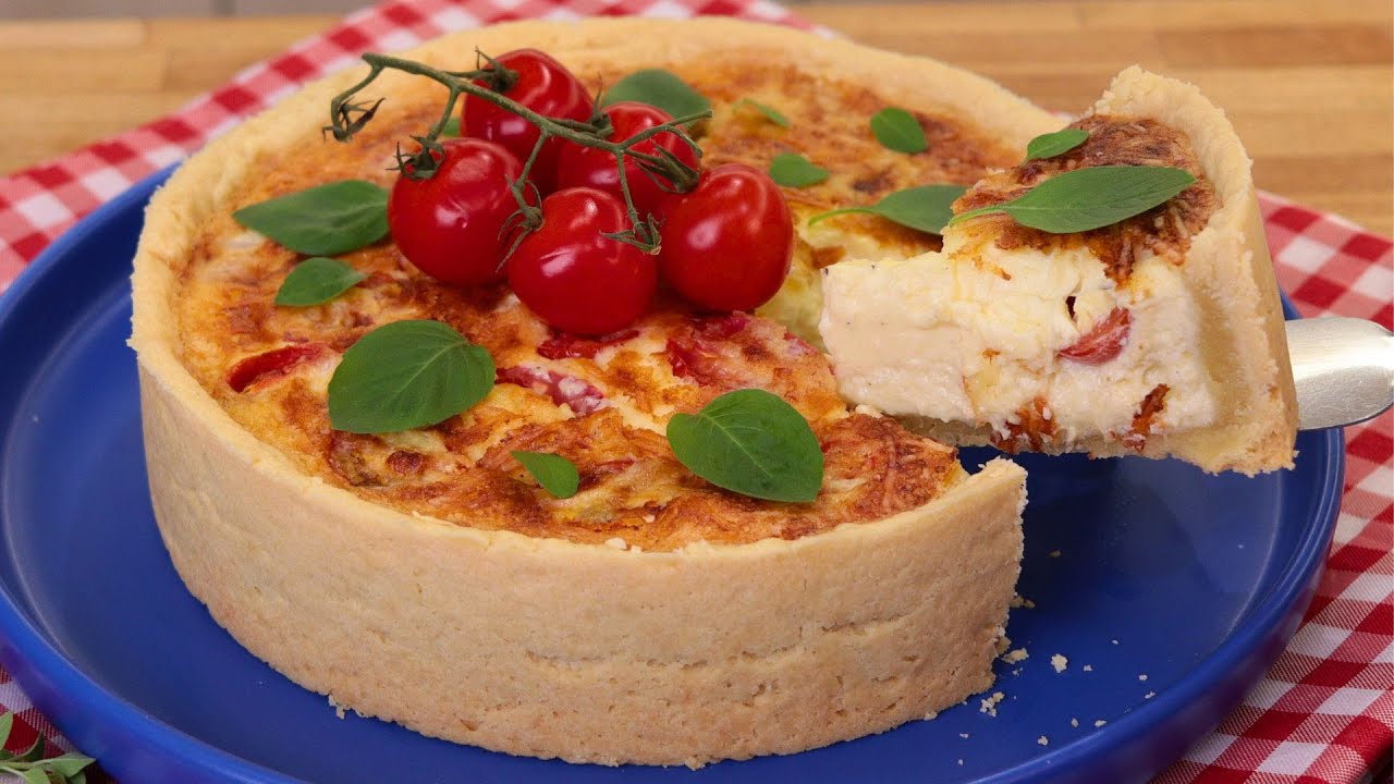 MASSA CROCANTE E RECHEIO CREMOSO! QUICHE CAPRESE FÁCIL E DELICIOSA! | QUICHE DE QUEIJO