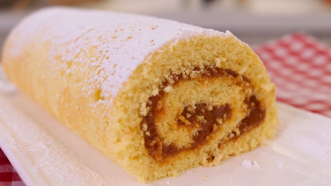 ROCAMBOLE DE DOCE DE LEITE SIMPLES FÁCIL E RÁPIDO | MASSA DE 3 INGREDIENTES ECONÔMICA