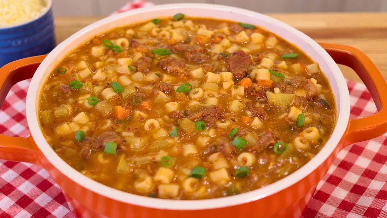SOPA DE CARNE COM LEGUMES E MACARRÃO FÁCIL E SABOROSA PARA O FRIO | SOPA DE LEGUMES COM MÚSCULO